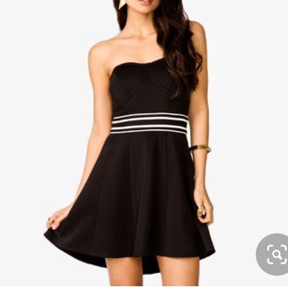 Black Strapless Sweetheart Skater Dress